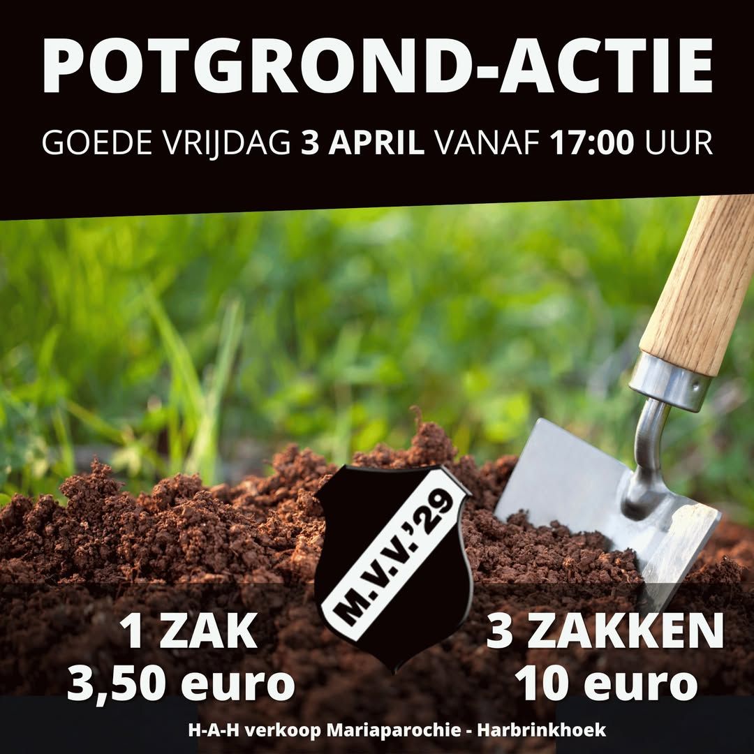 Potgrondactie M.V.V.’29 Op Goede Vrijdag 3 april komen onze vrijwilligers vanaf 17.0...
