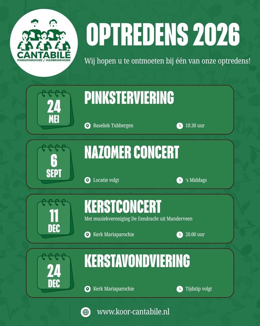 🎶 Voor de rest van 2026 hebben wij nog een aantal mooie optredens op de planning staan! 🎶 We hopen u te ontmoeten tijd...