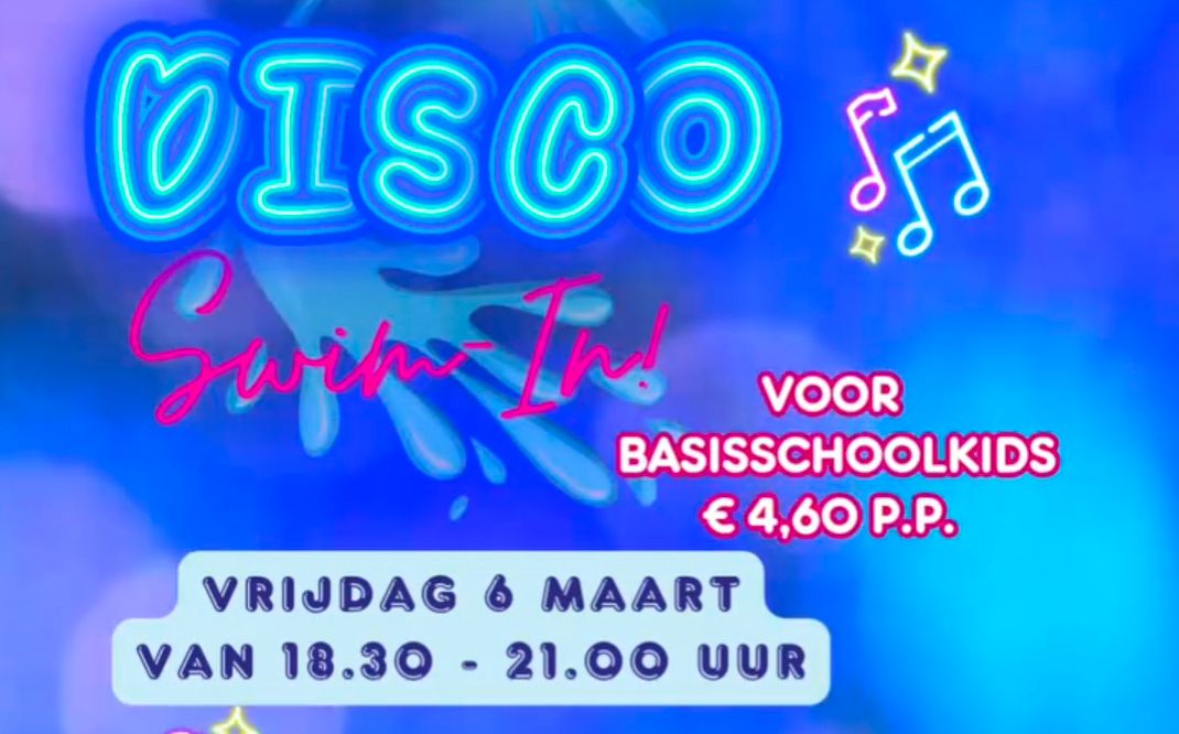 Disco Swim In - 6 maart bij De Vlaskoel
