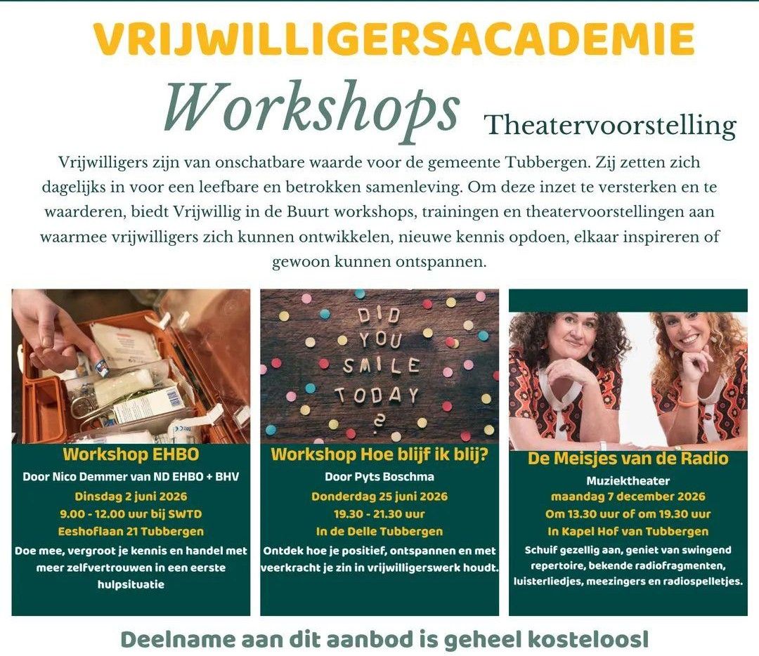 SWTD/Vrijwillig in de buurt gem. Tubbergen bieden workshops voor vrijwilligers aan!